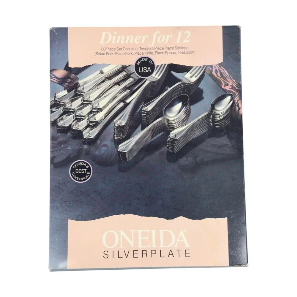Oneida Vintage Silverplate Enchantment 60 Piece Flatware Set Dinner For 12. NEW.